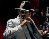 Fabian Perez Canvas Paintings - Man at red bar